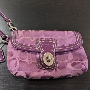 Y2K Coach Signature Purple Wallet Wristlet